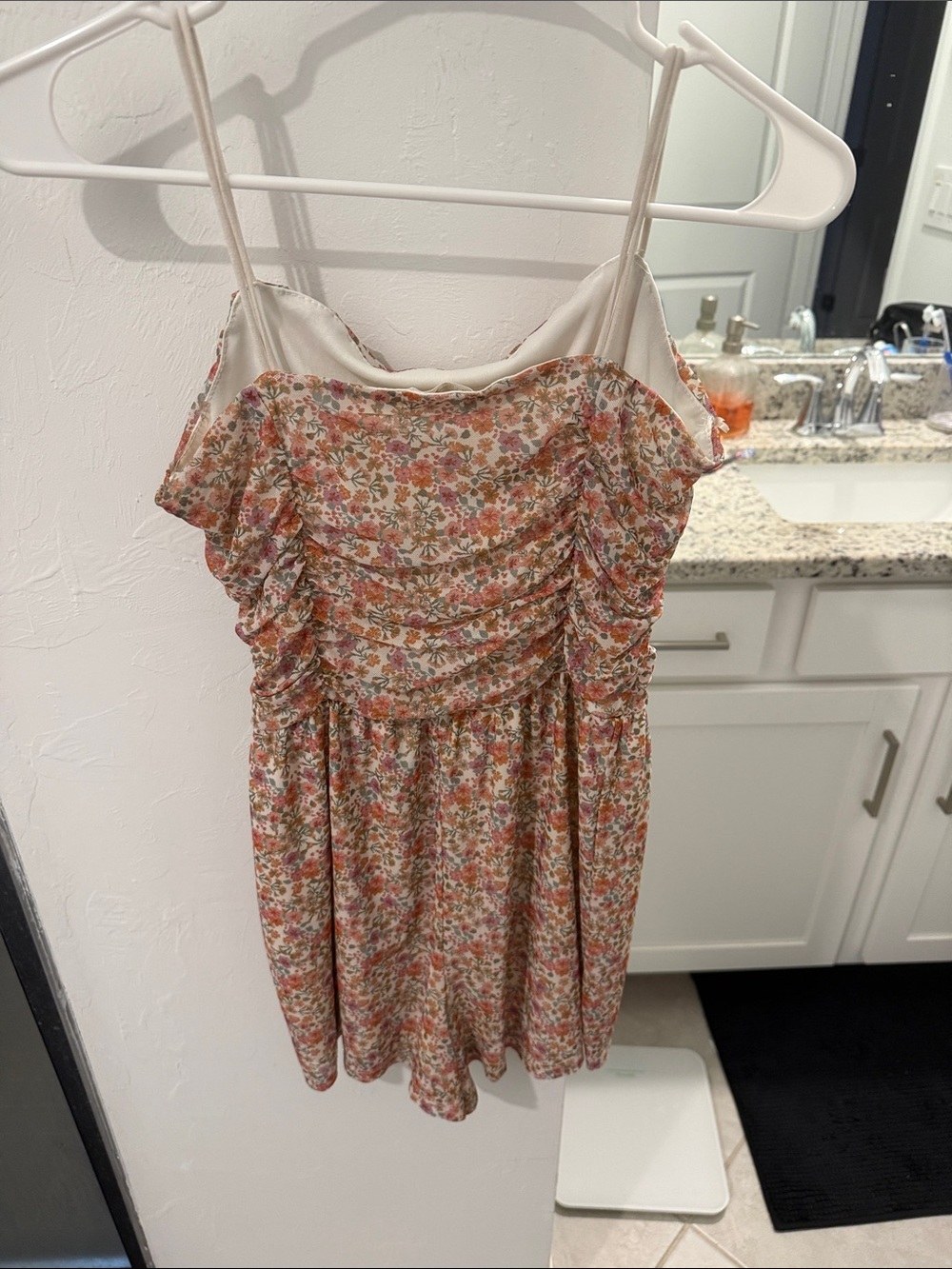 Floral Ruched Romper  - Pink Multi - Picture 2 of 3